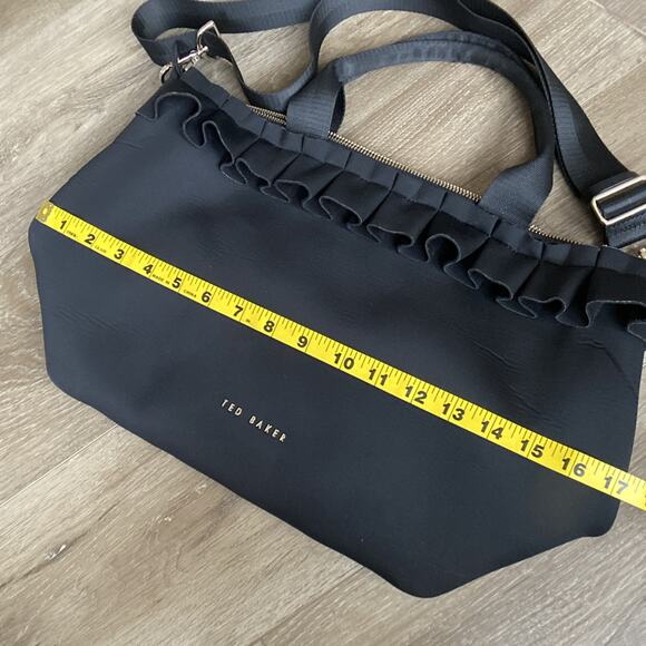 Ted Baker London Roseiee Ruffle Large Tote Black Crossbody Strap - Picture 8 of 15